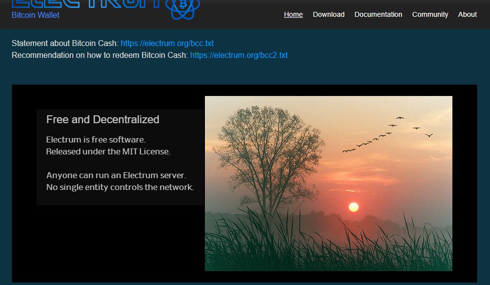 Electrum Home Page (Image: Bitcoin Investors UK)