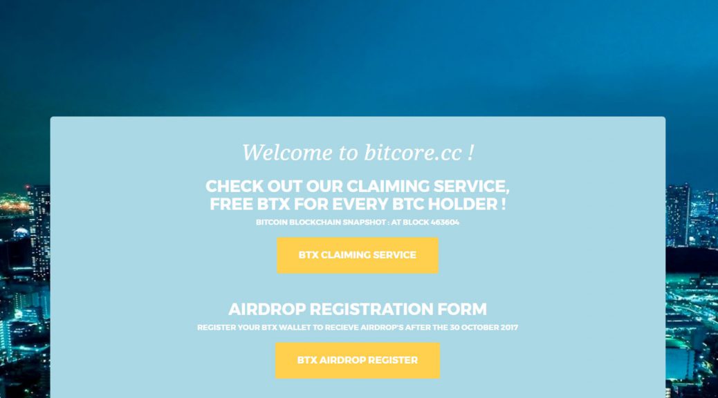 Bitcore Homepage (Image: Bitcoin Investors UK)