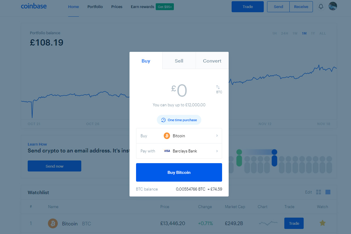 coinbase buying bitcoin using bank account