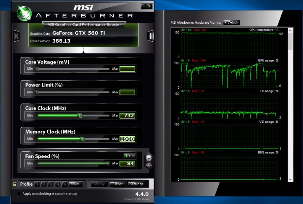 Afterburner Status screen (Image: BIUK)