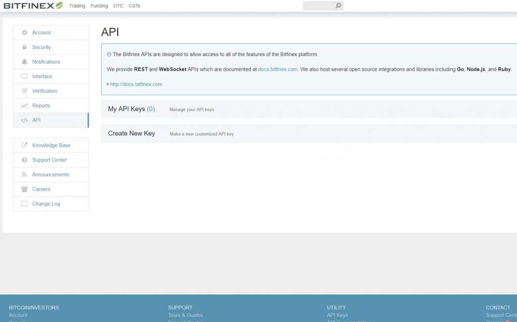 Bitfinex API screen (Image: BIUK)