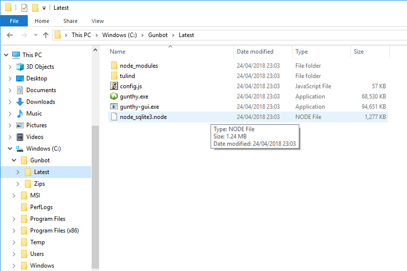 Gunbot folder and files (Image: BIUK)