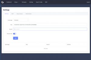 Gunbot settings screen for API keys (Image: BIUK)