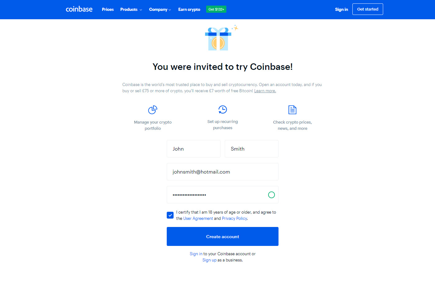 how to open a coinbase account under 18